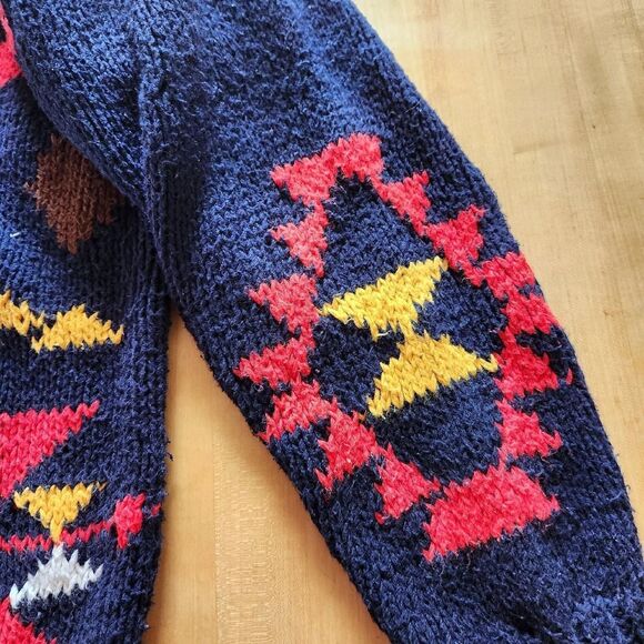 Vintage 1980s Oversized Geometric Chunky Knit Sweater: Liz Claiborne, Women's M - Picture 3 of 8